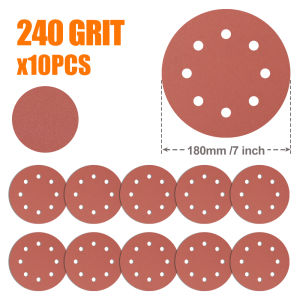 CMCP 10Pcs 7 Inch Sanding Disc 8 Hole Hook and Loop 40-1000 Grit Flocking Sandpaper For Grinder Random Orbital Sander Paper