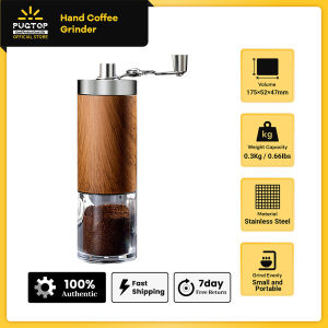 PUGTOP Home Portable Manual Coffee Bean Grinder Hand Coffee Mill with Ceramic Burrs Portable Hand Crank Tools