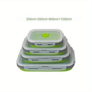 1/4PCS พับซิลิโคนกล่องอาหารกลางวันห้องครัวตู้เย็นกล่องเก็บรักษาเป็นมิตรกับสิ่งแวดล้อมปิกนิกกล่องเก็บ STACKABLE Space Save