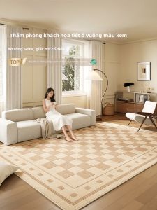 QISHUO | Vintage Waterproof Easy Care French Check Style Rug