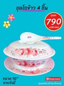 ชุดโถข้ 4 ชิ้น ขนาด10” ลายจังมี