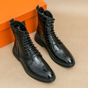 NUDANLAI | Mens 2025 Winter Pointed Toe High-Top Leather Boots