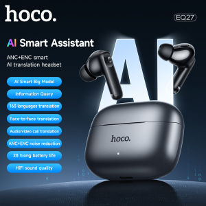 【Use Time:7 Hours】HOCO EQ27 ANC+ENC Noise Reduction Wireless Bluetooth Headset Intelligent Ai Translation Headset BT5.4 In-ear Earbuds Music Sports Earphones Translation 134 Languages