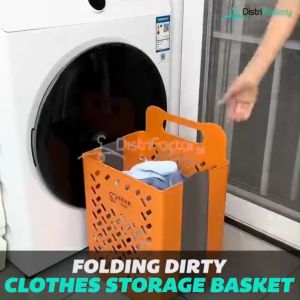 Folding Laundry Basket Foldable Dirty Clothes Basket Wall-mounted Hanging Organizer Storage Basket Bathroom Storage