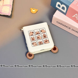 Haitian Cute Cartoon Style Foldable Screen Phone Case with Side Buckle Hand Chain Protection for Samsung ZFlip6 Xiaomi Mixflip Honor Vflip