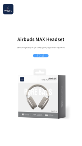 WIWU Lightweight Headphones 44H Playtime Over Ear Headphones Wireless Bluetooth 6.0 Hi-Res Audio Comfort Fit Clear Calls for Travel/Workout(Christmas gift)
