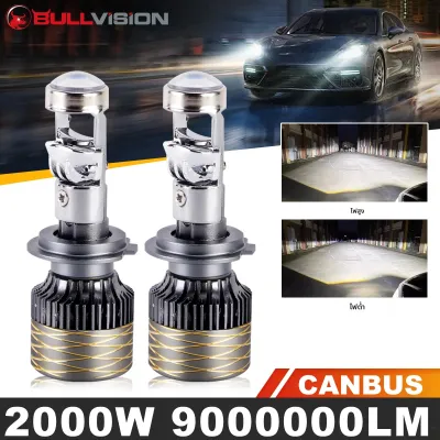 ไฟหน้า LED มินิเลนส์ 2000W H7 H4 H11 H8 9005 9006 HB3 HB4 Canbus Turbo LED Projector Bulb 6000K สำหรับรถยนต์/มอเตอร์ไซค์ ไฟตัดหมอก