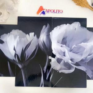 Hiasan Dinding Set Abstrak Bunga Hitam Putih Isi 4