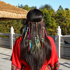 Bohemian White Feather Headband Hippie Peacock Feathers Hair Accessories Fairy Internet Famous Hair Ties And Hair Bands