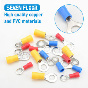 50Pcs Red Blue Yellow Ring Crimp Terminal Insulated Electric Cable Wire Connector 22-16AWG