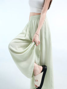 LANMENGYA | Sky Blue Lightweight Flax Culottes High Waist Slim-fit Trousers