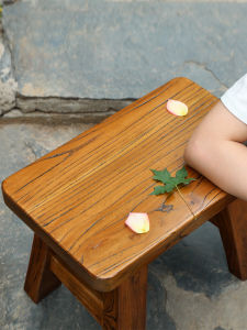 Old Elm Home a Wooden Bench Solid Wood Shoe Changing Stool Low Stool Square Small Bench Sofa Stool Fashion Creative Childrens Stool