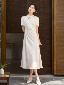 XIANGYING | Đầm Chiffon Cao Cấp Dây Nơ Ngực Kiểu Cải Tiến Của Sườn xám