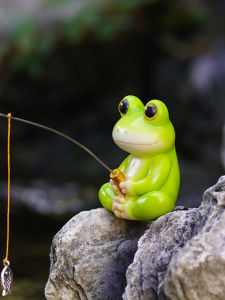 Frog Fishing Waterscape Decoration Outdoor Garden Courtyard Bonsai Flowing Water Fish Pond Rockery Landscape Desktop Small Ornaments