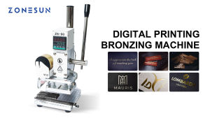 ZONESUN ZS90 Manual Digital Heat Press Machine PVC Card Book Leather Paper Wood Custom Logo Embossing Hot Foil Stamping Machine