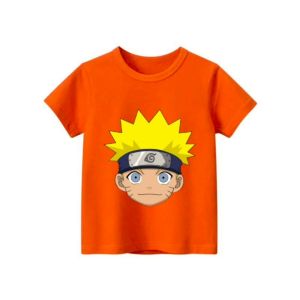 Kaos Anak Uniseks Laki-Laki Perempuan Baju T-Shirt Anak Usia 2-12th Cowok Cewek Atasan Lengan Pendek Gambar Muka Naruto
