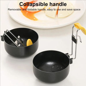 Mini Egg Boiling Pot Non-stick Hanging Egg Boiler with Foldable Handle Stainless Steel Heating Bowl Kitchen Cooking Tools