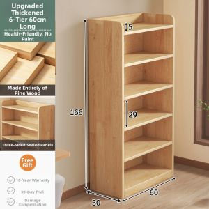 Corner Solid Wood Floor-standing Slim Bookshelf