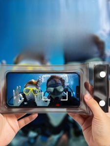 Thickened Waterproof Phone Bag with Airbag Magic Adhesive Swimming Floating Diving Case Touch Screen Compatible Outdoor Sport Bag