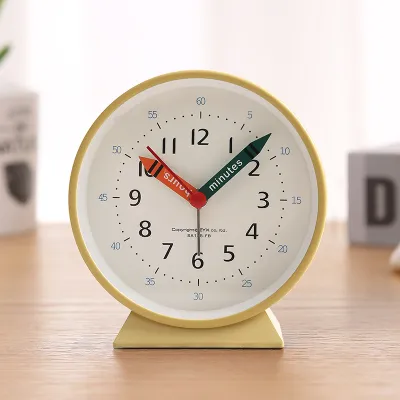 Early Education Alarm Clock Metal Desktop Learning Clock Silent Bell for Boys And Girls Primary School Students Bedroom