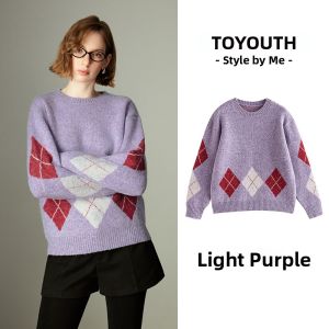 Toyouth | Vintage Diamond Pattern Alpaca Wool Sweater