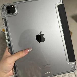 Cartoon Dog Sticker Acrylic Y-Fold Transparent Shockproof Protective Case for Apple iPad Air 6/7 iPad 11 iPad 11 pro Mini 6