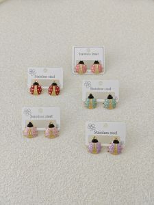 Ladybug Earring Stainless Steel Insect Stud Earring For Teen Girls and Women Waterproof Ladies Jewelry Colorful Enamel Earring
