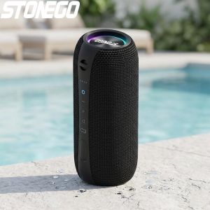 Wireless Bluetooth Speaker Portable Dual Speakers TWS LED Light Bass Sound Transparent Design Punk Style Stereo Audio