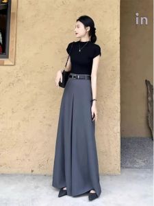 French Style Slim Fit Ice Silk Half High Collar Short Sleeve T-Shirt Women Summer Design Knitted Top Fashionable Commute Pure Color