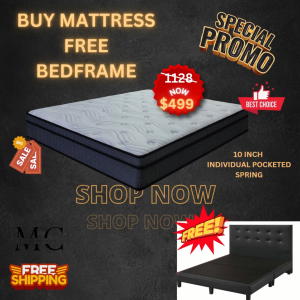 🔥 【SUPER DEAL QUEEN SIZE ONLY】10 Inch Individual Pocketed Spring Mattress FREE Faux Leather Divan Bedframe 7 ( AP )