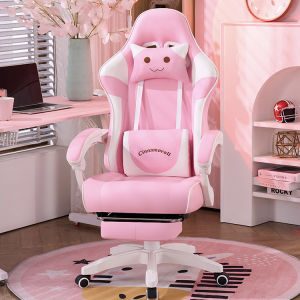 Gaming Chair For Women Comfortable Padded Adjustable Cute Pink