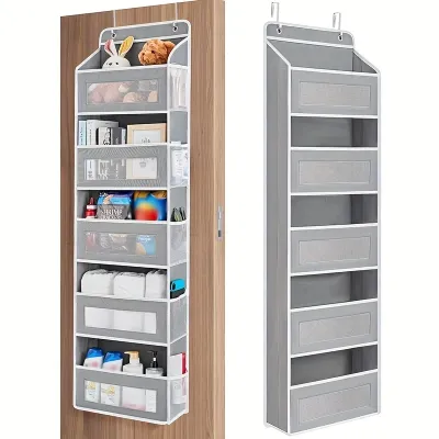 5-Shelf Hanging Storage Organizer - Behind Door Anti-Tilt 5 Large Capacity Pockets Suitable for Bedroom Bathroom