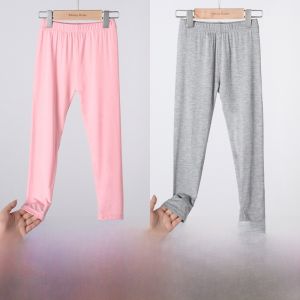 กางเกงขายาวผ้าไหมน้ำแข็งบางสำหรับเด็กผู้หญิง กางเกงขายาวฤดูร้อนบาง ผ้าโมดอล เสื้อผ้าเด็ก สีขาว ใส่ได้ตลอดทั้งปี