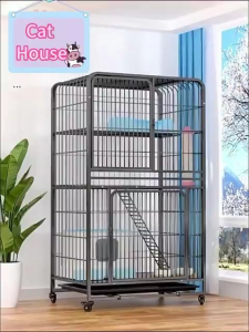 Mobile Cat Cage Large Sangkar Kucing Besar 2 3 Tingkat 4 Level Pets Cages Cat House Indoor Dog Cage Villa Rumah Kucing