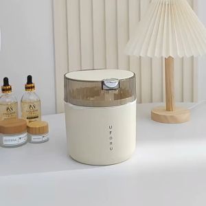 Thùng rác mini thùng rác để bàn nhấn nút mở nắp màu trắng kem chất liệu ABS cao cấp sang trọng Odela House