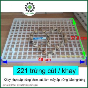 Khay đảo máy ấp trứng chim cút đảo nghiêng bằng nhựa 221 quả trứng cút/ khay