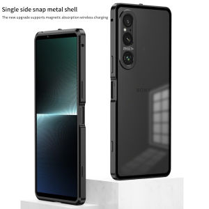 Single-Side Snap Metal Case for Sony Xperia 1 VI Xperia 1 V Xperia 1 IV Aluminum Frame Frosted Translucent Back Precision Camera Armor Protection Shockproof Cover
