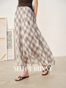 Vintage Plaid Chiffon High Waisted Slimming Lightweight Flowy A-line Skirt