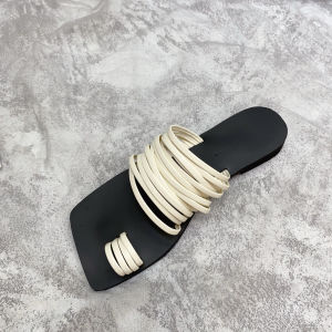 Korean Style Flat Bottom Woven Soft Leather Sandals Casual Holiday Slippers Womens Roman Style Slip-On Summer Thong Shoes