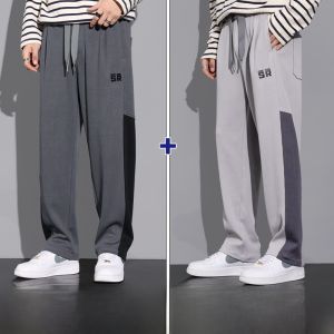 ROMON | Romon Mens Corduroy Wide Leg Straight Tube Pants Spring Autumn Fashion Loose Fit Sports Casual Long Trousers Youthful Style