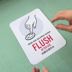 Flush After Use. Pam Air Selepas Guna. Sticker Sign Signage Notice. Clean Toilet Jaga Kebersihan Tandas.