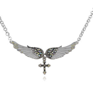 Angel Wings Cross Pendants Necklaces Shell Hard Vintage Charm Crystal Jewelry for Women Bridal Wedding Y2k Accessories Gift