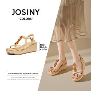 Josiny | Thick Sole Wedge Strappy Sandals Bohemian Style
