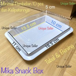 [Isi25] Mika Snack Box Putih 16.5x11x5 cm Alas+Tutup / Mika Bento Tanpa Sekat / Mika Brownies S / Mika Kue Snackbox 16.5cm 165cm 16.5 cm 165 cm