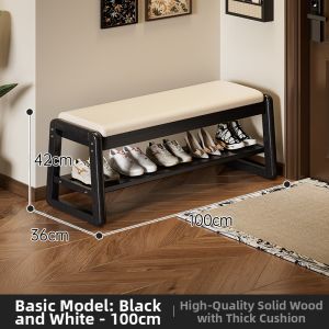 ZHUSHANXIA | High-end Wooden Entryway Shoe Bench with Storage
