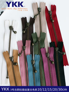 YKK สีบรอนซ์เบอร์3ซิปสำเร็จรูปวัสดุผ้าทำด้วยมือ DIY หัวซิปรูปหยดน้ำ20ซม. มีหลายสีให้เลือก