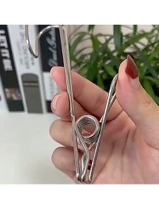 5PCS/SET Stainless Steel Hanging Hook Clips Rust Resistant Clothes Laundry Storage Clips for Home Kitchen Bathroom
