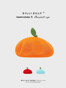 BILLI ZILLY | Orange Beret Hat Women Summer Breathable Versatile Fresh Fruit Bud Cap Japanese Style Cute Soft Girl Artistic Painter Hat