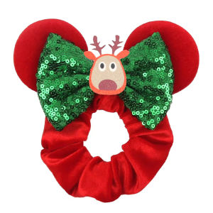 Christmas Day Disney Mickey Ear 4"Bow Large Hair Scrunchies Childrens Theme Party Hair Accessories Minnie Mouse Party Decoratio