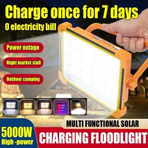 5000W Solar Emergency Light LED Floodlight Flashlight Outdoor Waterproof Solar Panel solar lights with solar panel original LED Outdoor waterproof IP67 USB charging sensor Can charge the phone Camping LED Flood Light